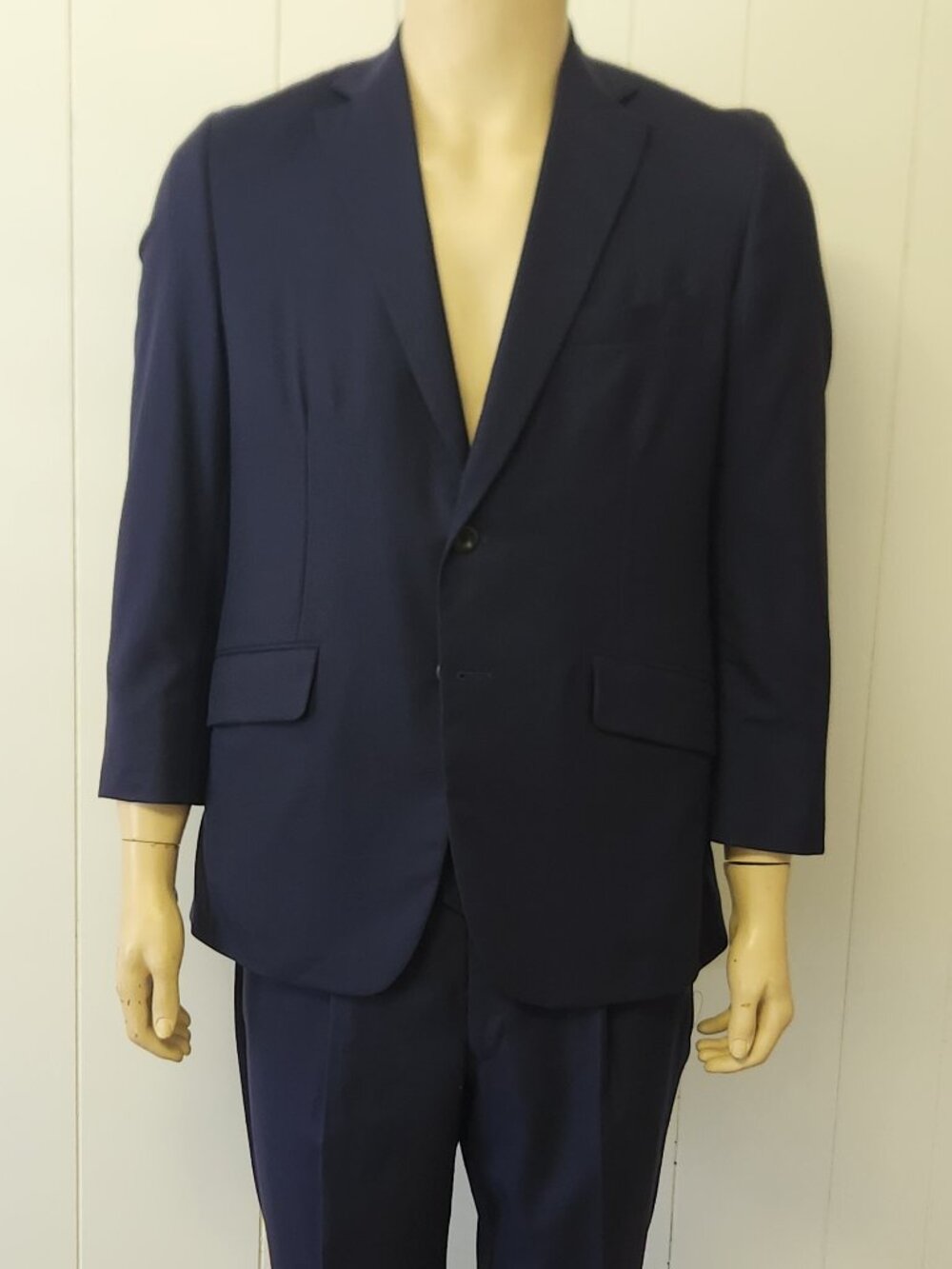 custom suit 38S men's navy wool Holland & Sherry 2 pc